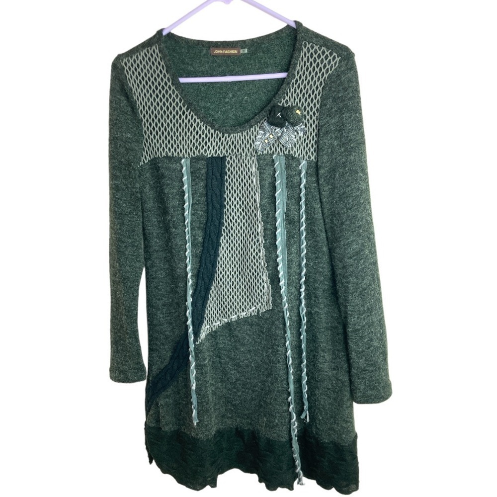 Chic Long Sleeve Green Dress